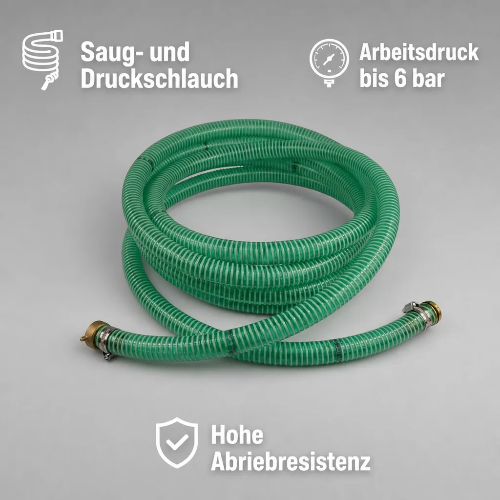 1"/25mm Saug- + Druckschlauch mit 1" AG Schlauchtülle + 1" IG 2/3 Verschraubung 15m