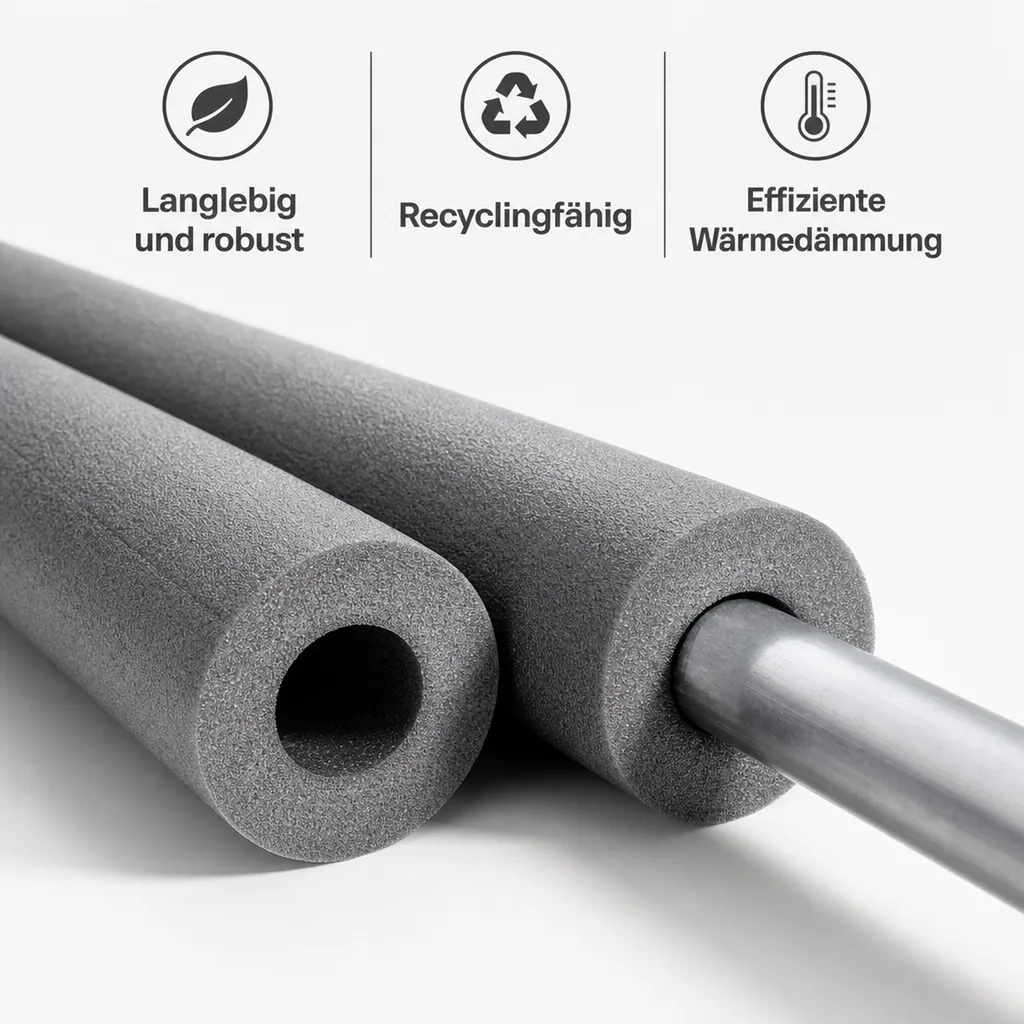 Rohrisolierung 42mm, Isolierschlauch, Rohrdämmung, grau