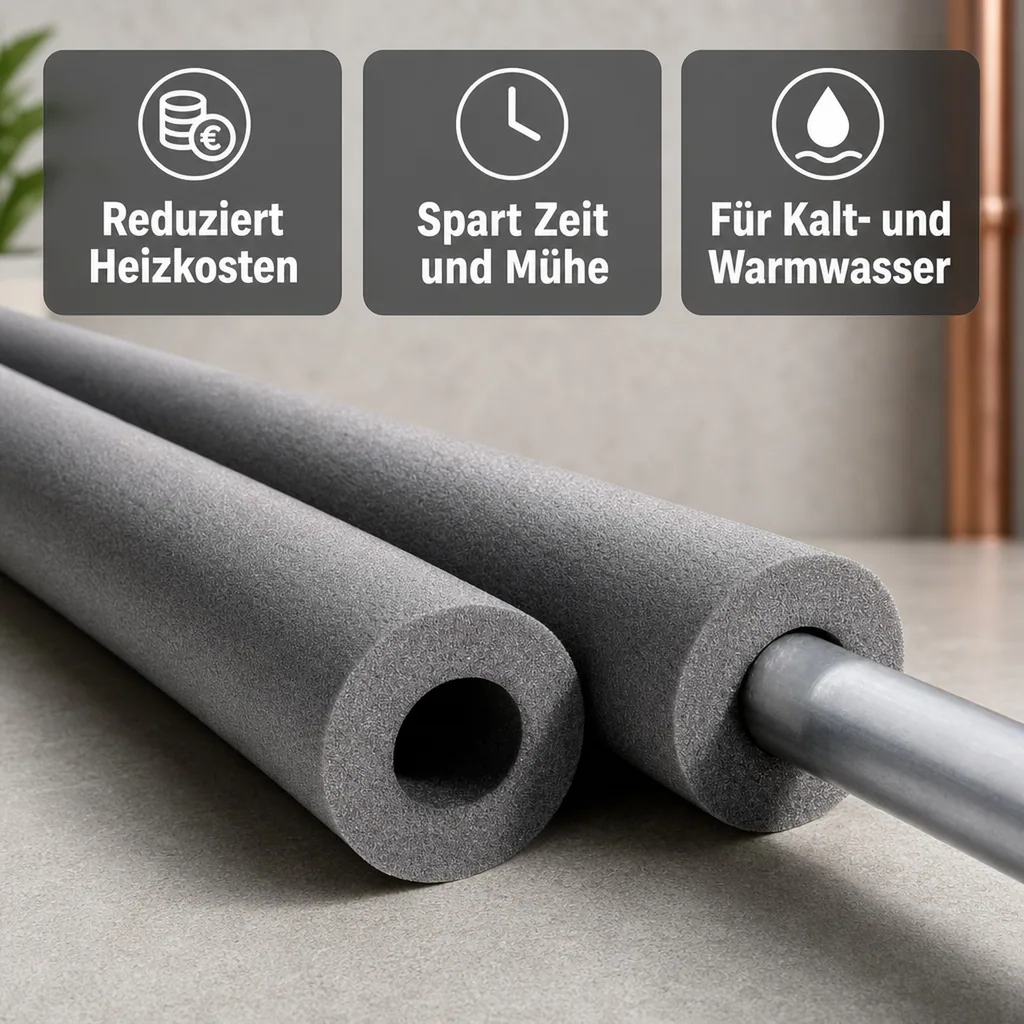 Rohrisolierung 42mm, Isolierschlauch, Rohrdämmung, grau