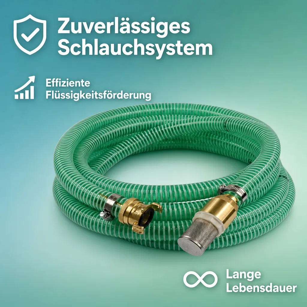 Saug Druckschlauch 1 Zoll, Saugkorb mit Rückschlagventil, 20m, Pool Teich Schlauch