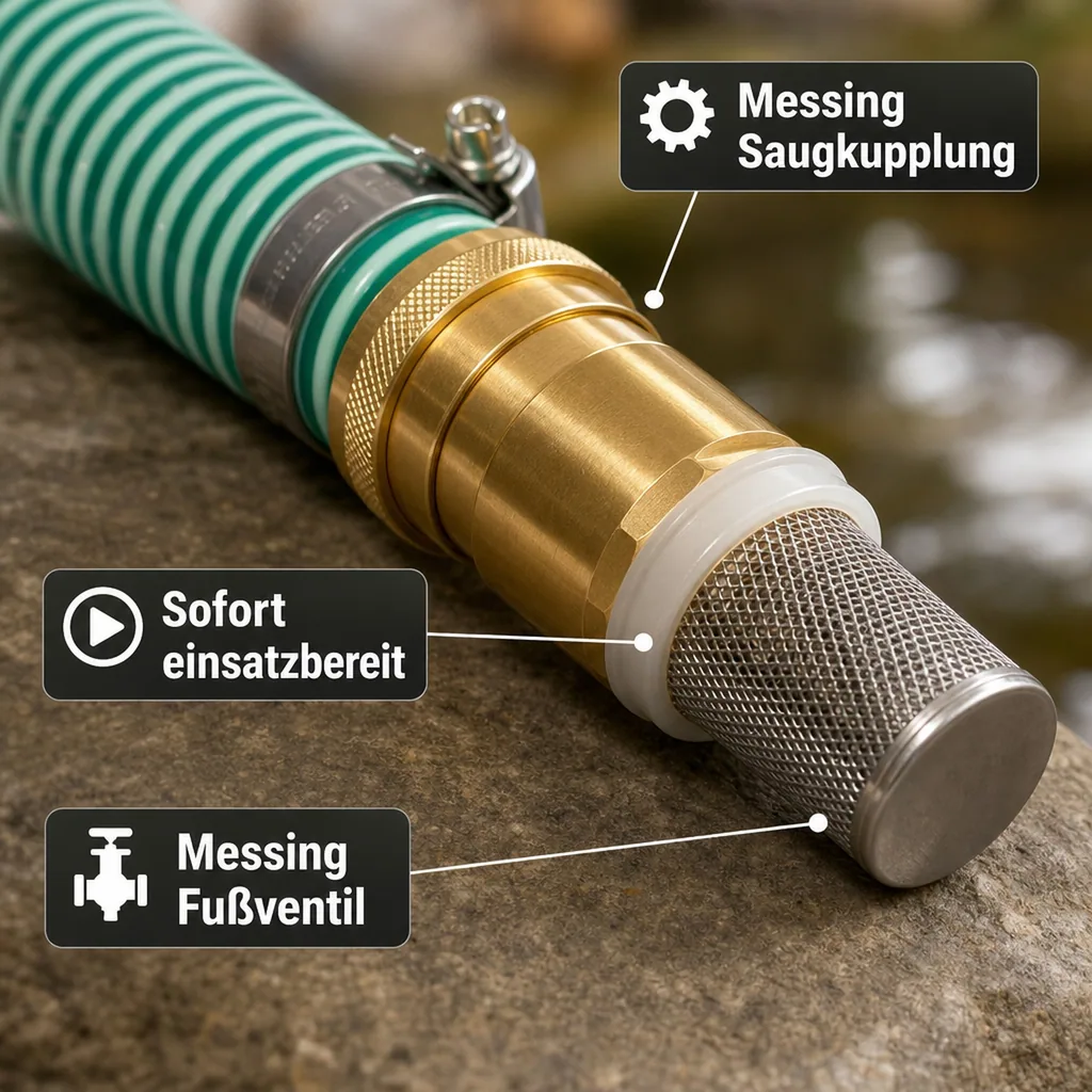 Saug Druckschlauch 1 Zoll, Saugkorb mit Rückschlagventil, 20m, Pool Teich Schlauch