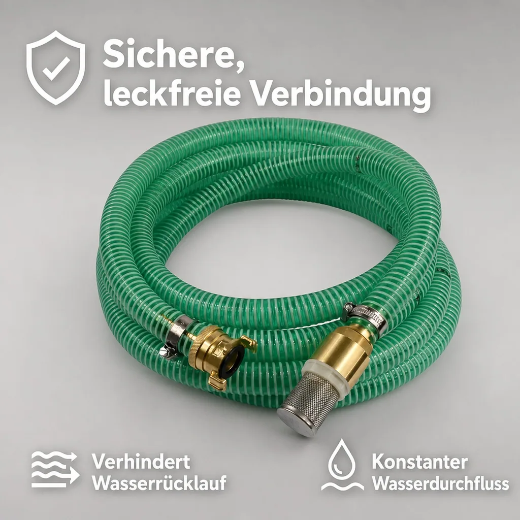 Saug- und Druckschlauch Set 8m, 1 Zoll, mit Saugkorb, Rückschlagventil, Saugkupplung