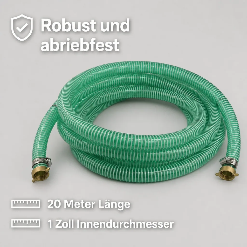 Druckschlauch 1 Zoll, Saug Druckschlauch, 20m, mit Schlauchverschraubung