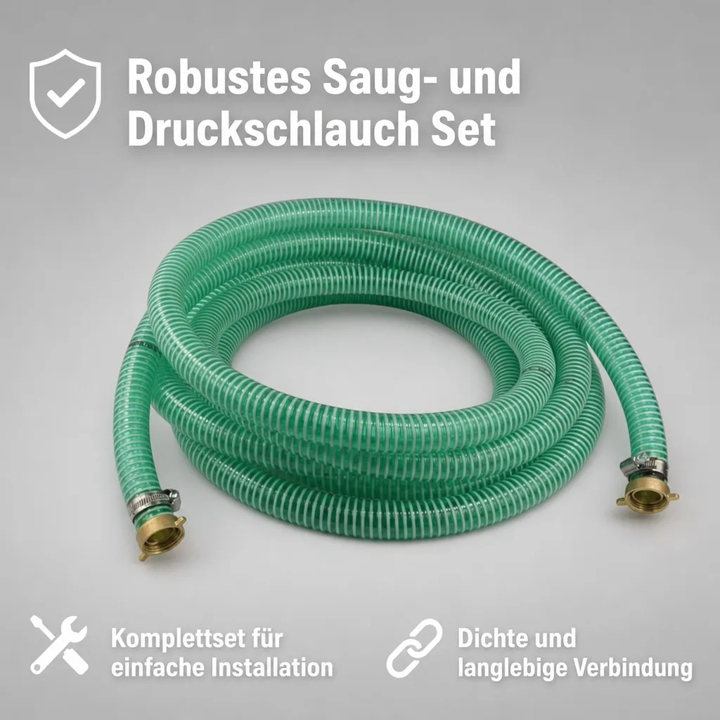 Druckschlauch 1 Zoll, Saug-Druckschlauch Set, 25mm, 7m