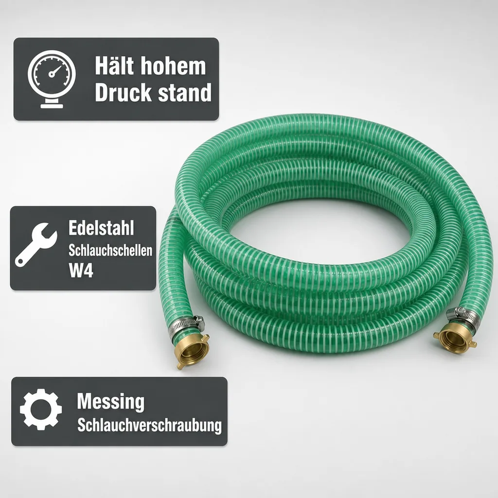 Druckschlauch 1 Zoll, Saug-Druckschlauch Set, 25mm, 7m