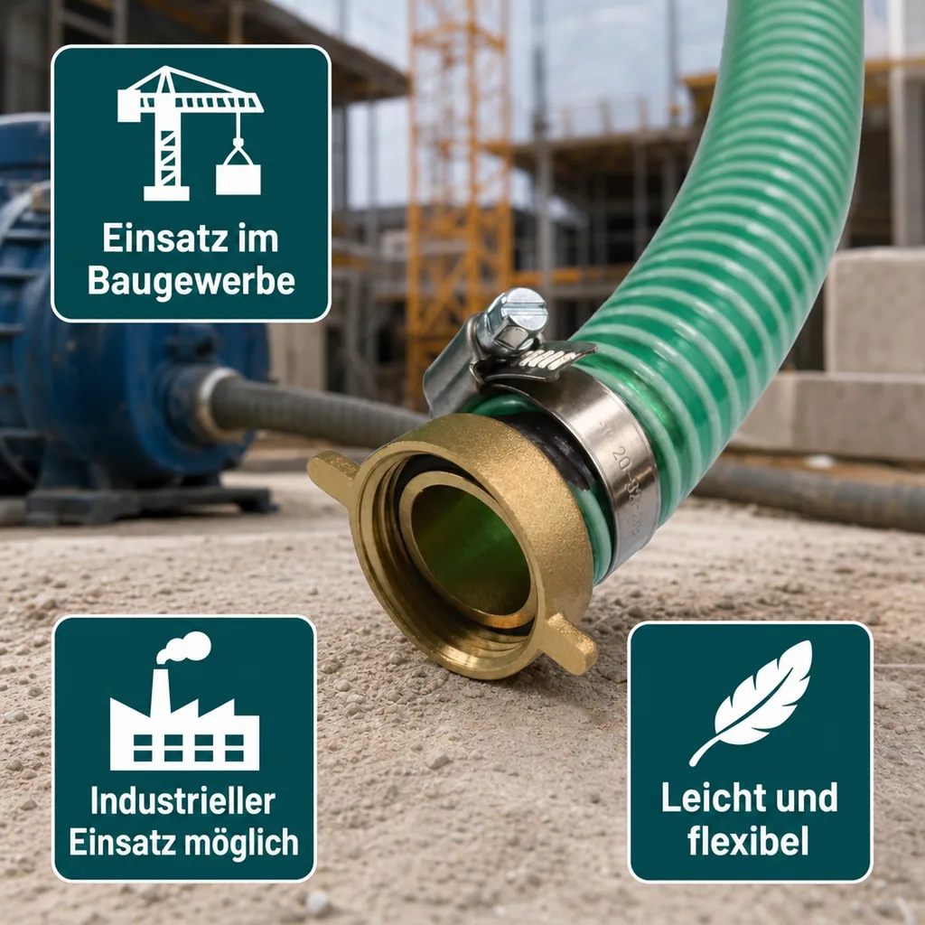 Saug Druckschlauch 1 Zoll, 9m Set, 25mm Poolschlauch, mit Schlauchverschraubung