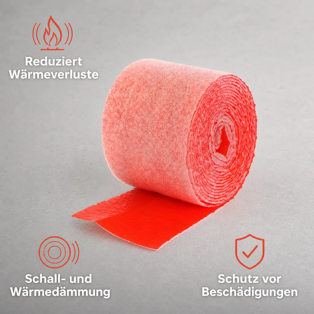 Rohrisolierung, Wickelband, 100mm breit, PE-Schutzfolie, Rot