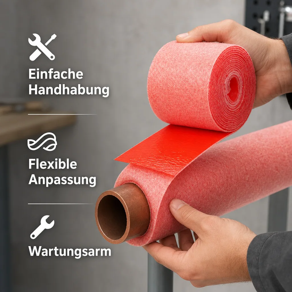 Rohrisolierung, Wickelband, 100mm breit, PE-Schutzfolie, Rot