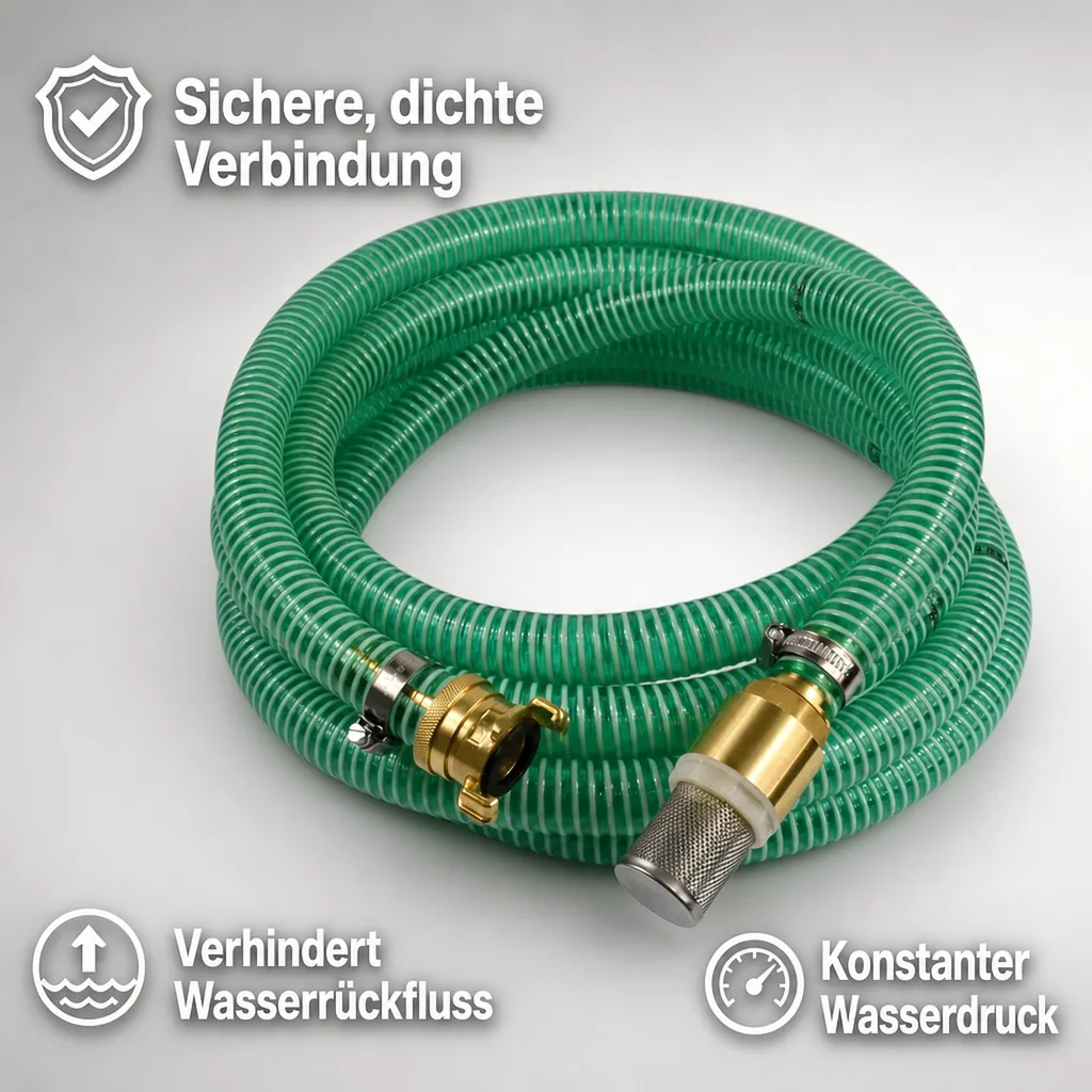 Saug- und Druckschlauch Set 1 Zoll, Saugkorb mit Rückschlagventil, 1m