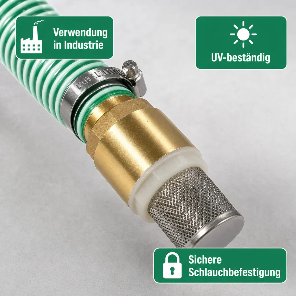 Saug- und Druckschlauch Set 1 Zoll, Saugkorb mit Rückschlagventil, 1m