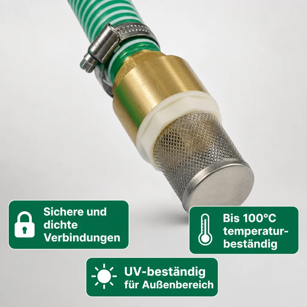 Saug Druckschlauch 1 Zoll, mit Saugkorb, Rückschlagventil, Schnellkupplung, 8m