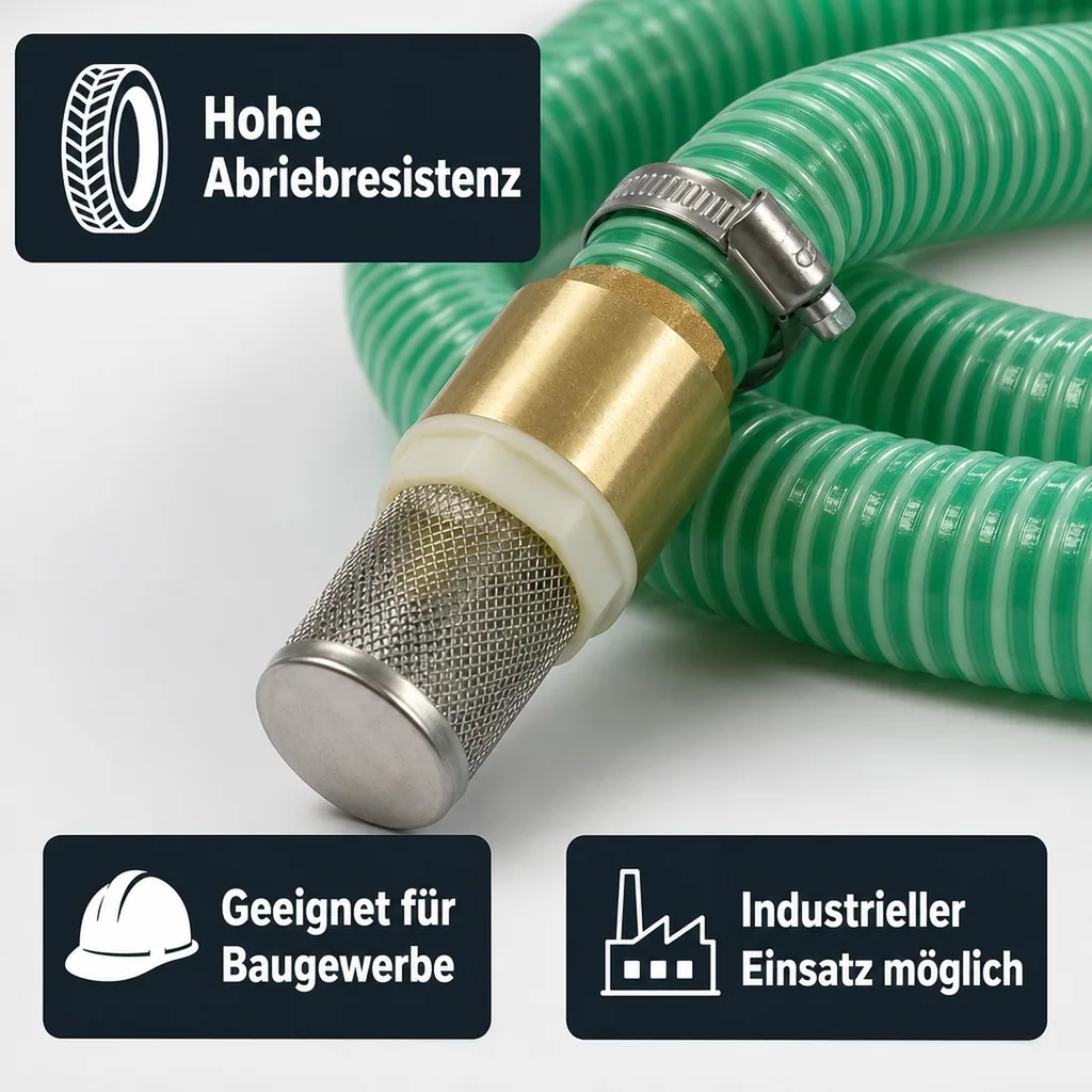 Saug- und Druckschlauch Set, 1 Zoll, mit Saugkorb, Rückschlagventil, 6m