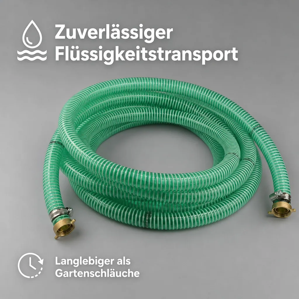 Druckschlauch 1 Zoll, Saug- Druckschlauch 25mm, 4m, mit Schlauchverschraubung