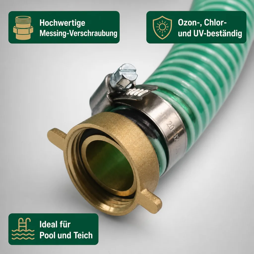 Druckschlauch 1 Zoll, Saug- Druckschlauch 25mm, 4m, mit Schlauchverschraubung