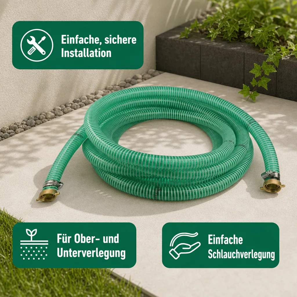 Druckschlauch 1 Zoll, Saug- Druckschlauch 25mm, 4m, mit Schlauchverschraubung