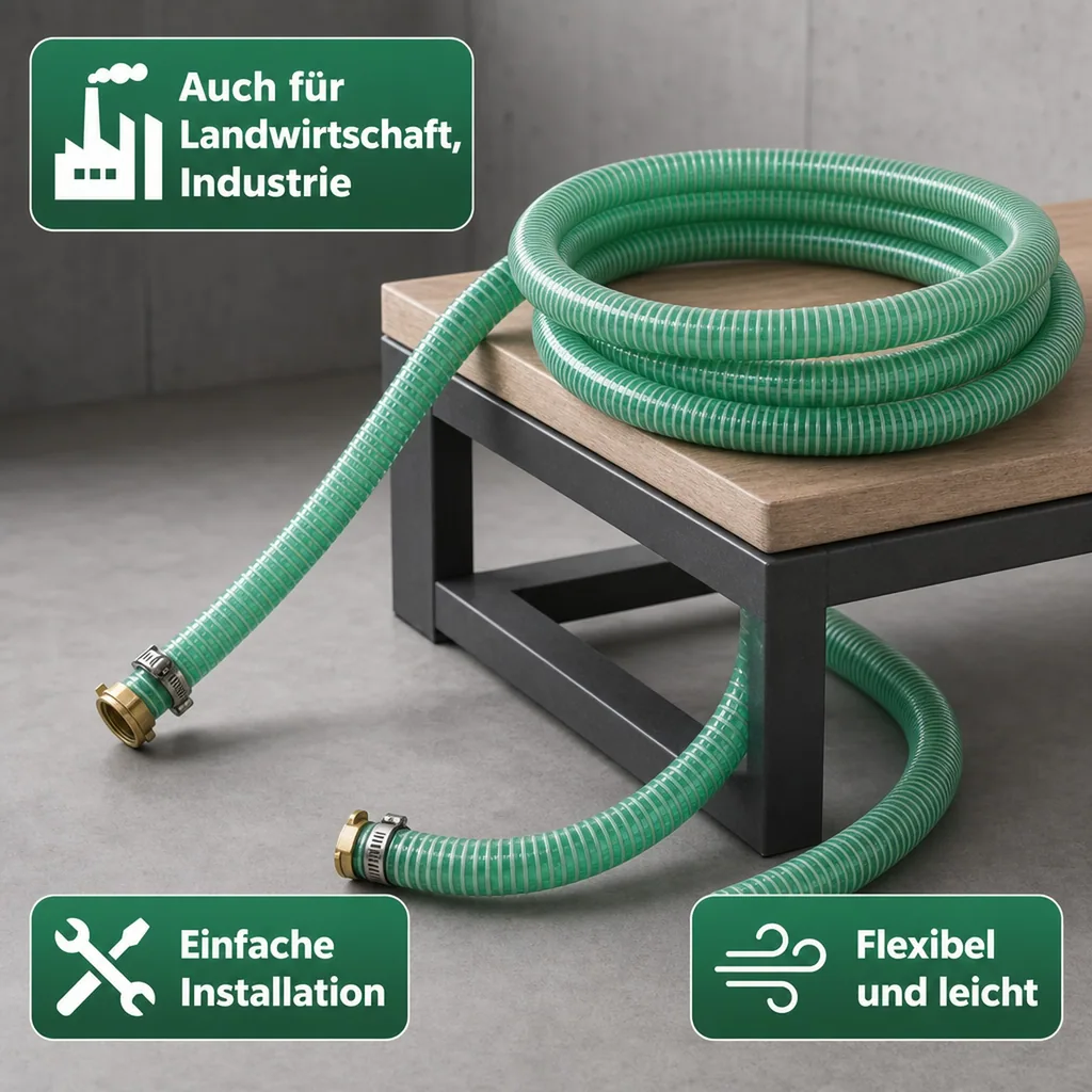 Druckschlauch 1 Zoll, Saug Druckschlauch Set, 10m, mit Schlauchverschraubung