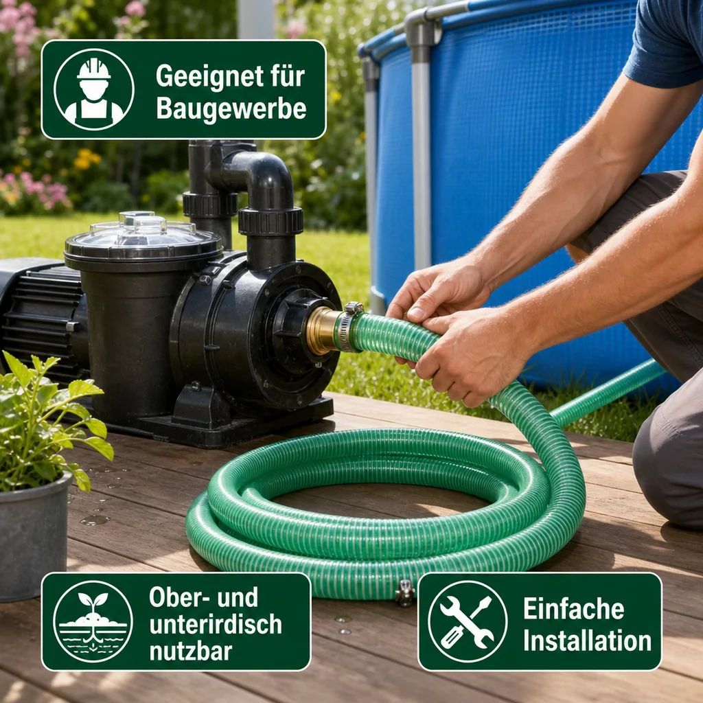 Druckschlauch 1 Zoll Set, Saug Druckschlauch 6m, Poolschlauch 25mm