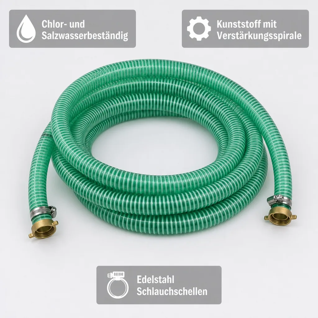 Druckschlauch 1 Zoll Set, Saug Druckschlauch 6m, Poolschlauch 25mm