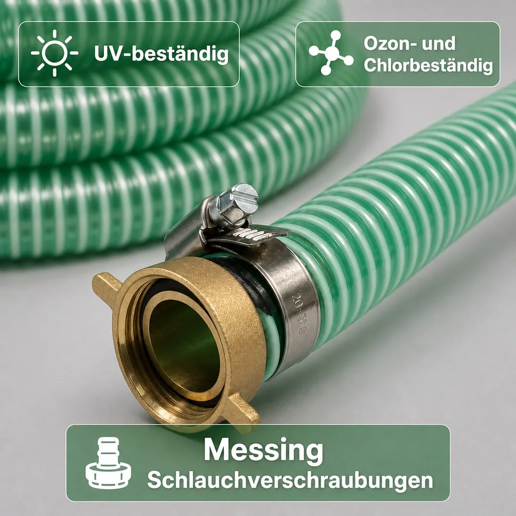 Druckschlauch 1 Zoll Set, Saug Druckschlauch 6m, Poolschlauch 25mm
