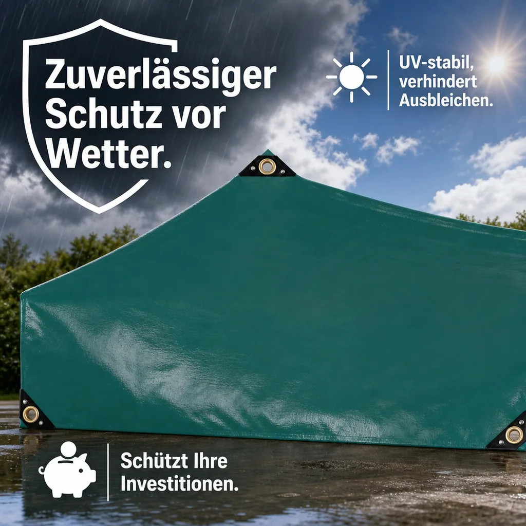 Abdeckplane, Gewebeplane, grüne PVC Plane 10x12m, 650g/m², wasserdicht
