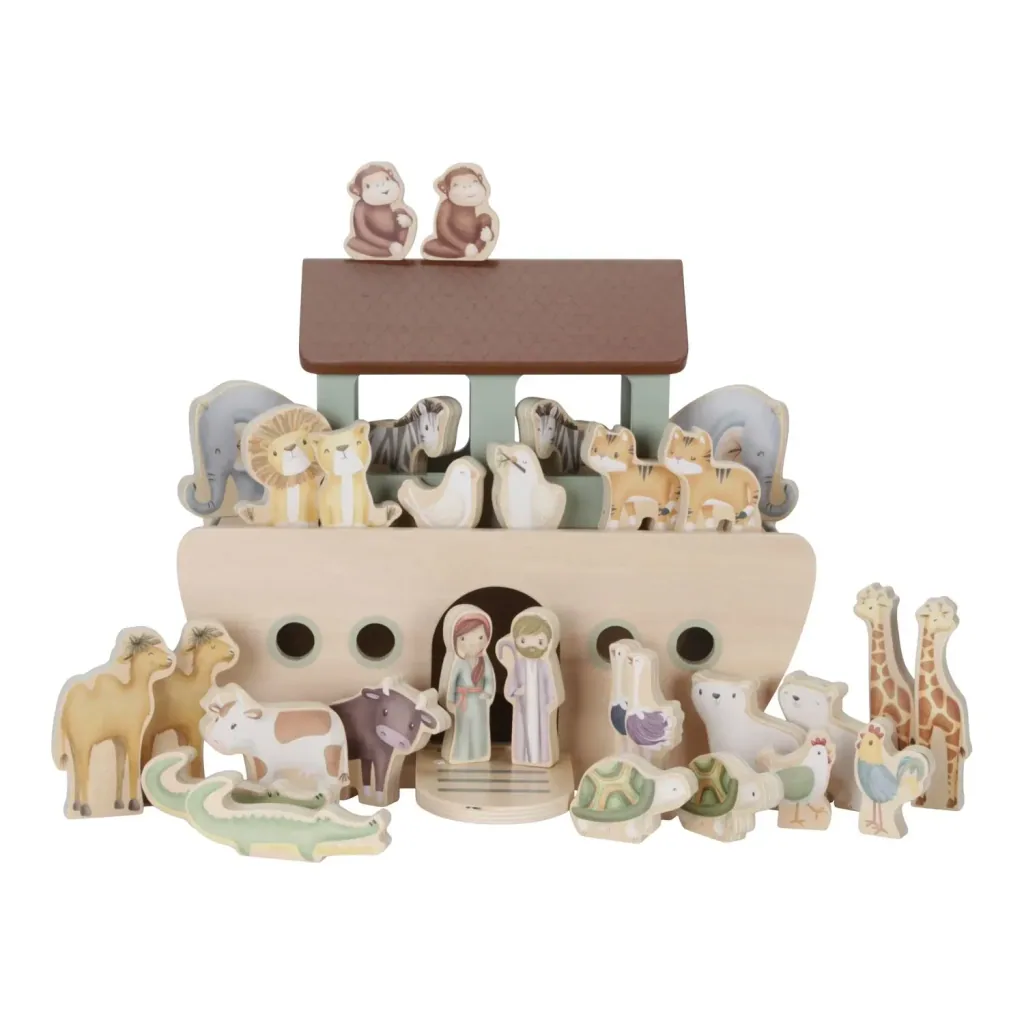 Little Dutch Spielset Arche Noah: Holzspielzeug mit Figuren & Boot - Holzspielzeug & Geschichtenerzählen
