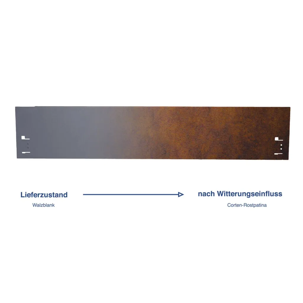 10er Set Rasenkante Cortenstahl 120 cm lang, 13,5 - 18,5 cm hoch, Beeteinfassung, Beetumrandung, Breite: 18.5 cm