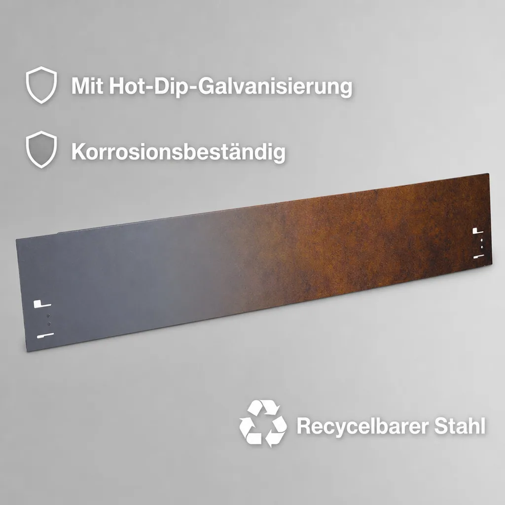 10er Set Rasenkante Cortenstahl 120 cm lang, 13,5 - 18,5 cm hoch, Beeteinfassung, Beetumrandung, Breite: 13.5 cm