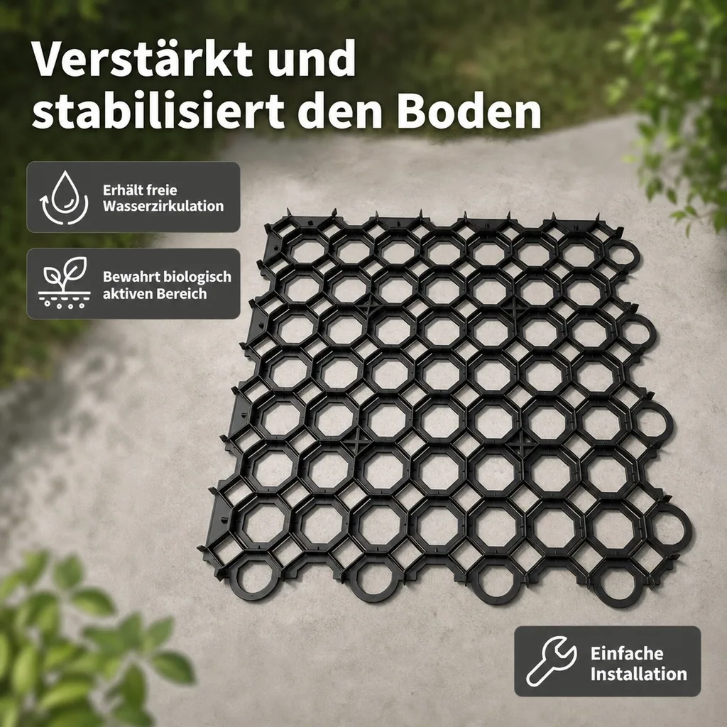 Kunststoff Rasengitter, Menge: 1 Stück; Farbe: Schwarz