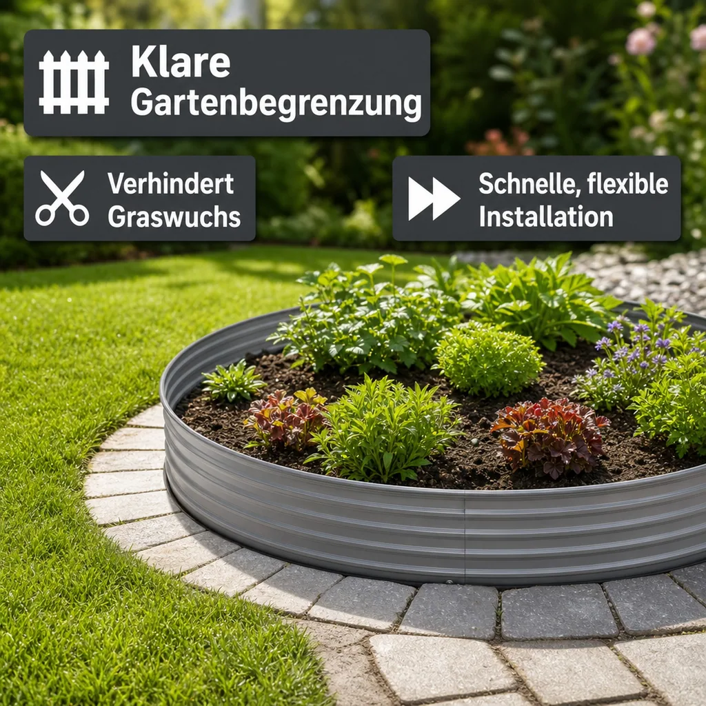 Baumring aus Alu Höhe 100 mm Durchmesser 1 m | Baumumrandung | Pflanzringe | Beeteinfassung | Rasenkante rund