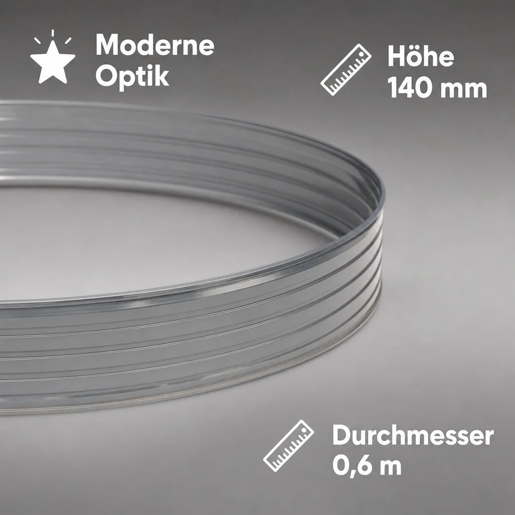 Baumring aus Alu Höhe 140 mm Durchmesser 0.6 m | Baumumrandung | Pflanzringe | Beeteinfassung | Rasenkante