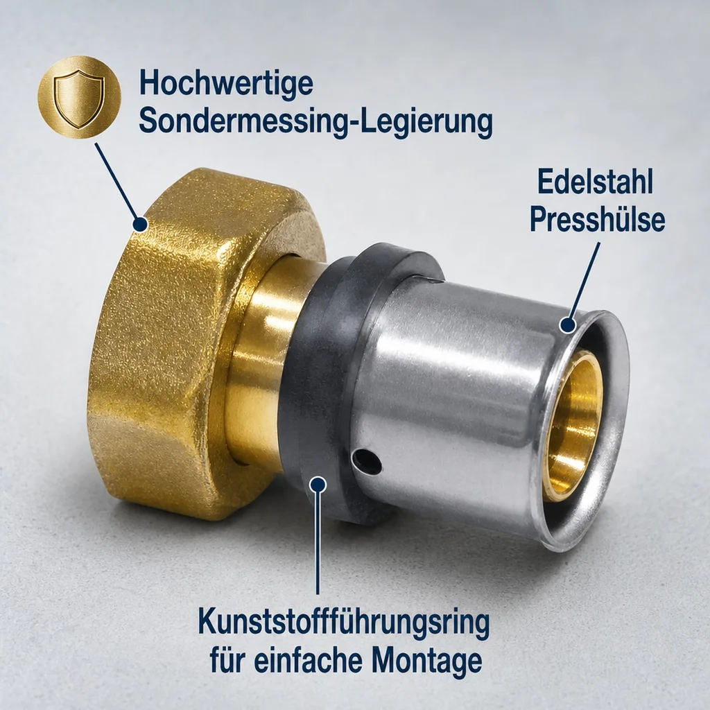 Eurokonus Verschraubung, Pressfitting Übergang 20 x 2 - 3/4 IG, Heizungsrohr Verbinder