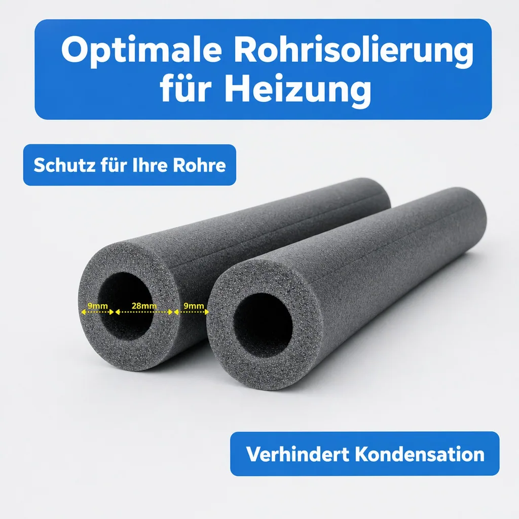Rohrisolierung 28mm, Isolierschlauch Heizung, 2m Rohrdämmung