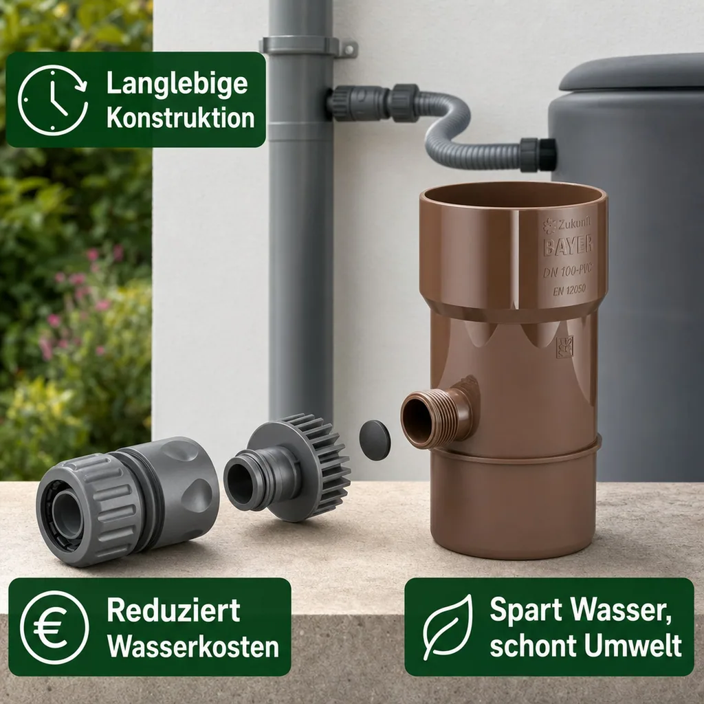 Regensammler 110mm, Regenwasser Fallrohr, braun