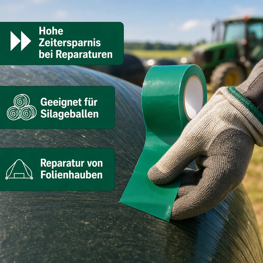 0,1 x 10m grün Siloklebeband Reparaturband UV stabil