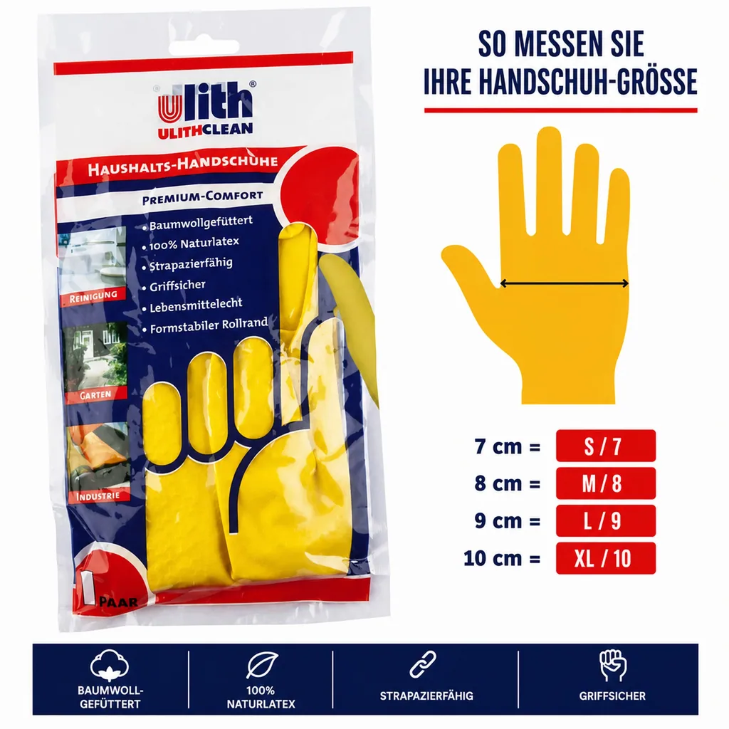 Haushaltshandschuhe, Gummihandschuhe, Premium Comfort Größe L gelb