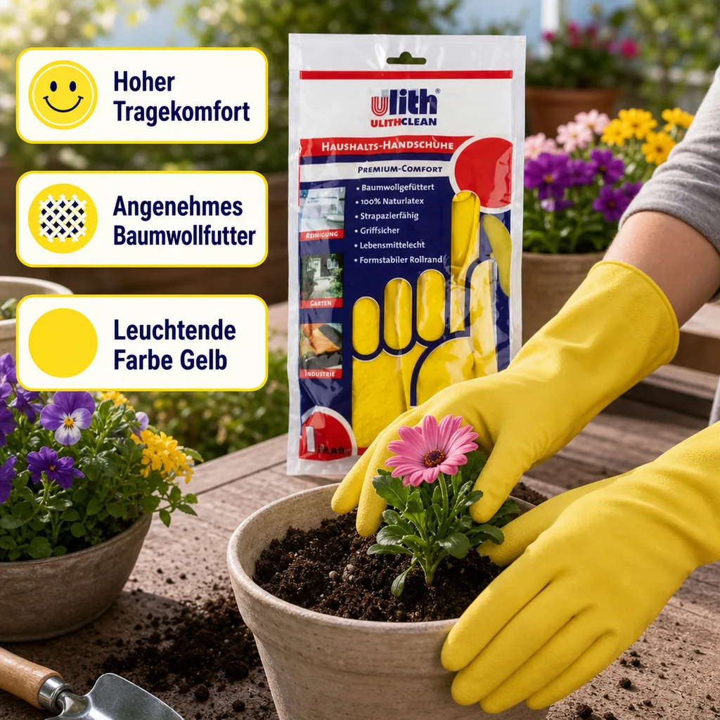 Haushaltshandschuhe, Gummihandschuhe, Premium Comfort Größe L gelb