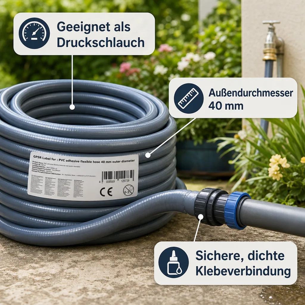 PVC Schlauch 40mm, Flexschlauch, Klebeschlauch, Meterware