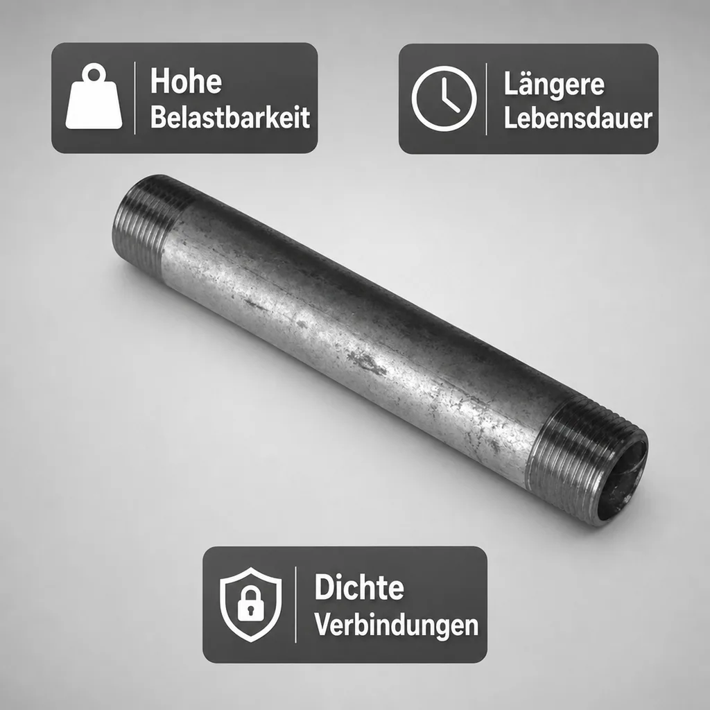 Rohrnippel verzinkt, Gewindefitting 1 Zoll, Stahl, 300mm