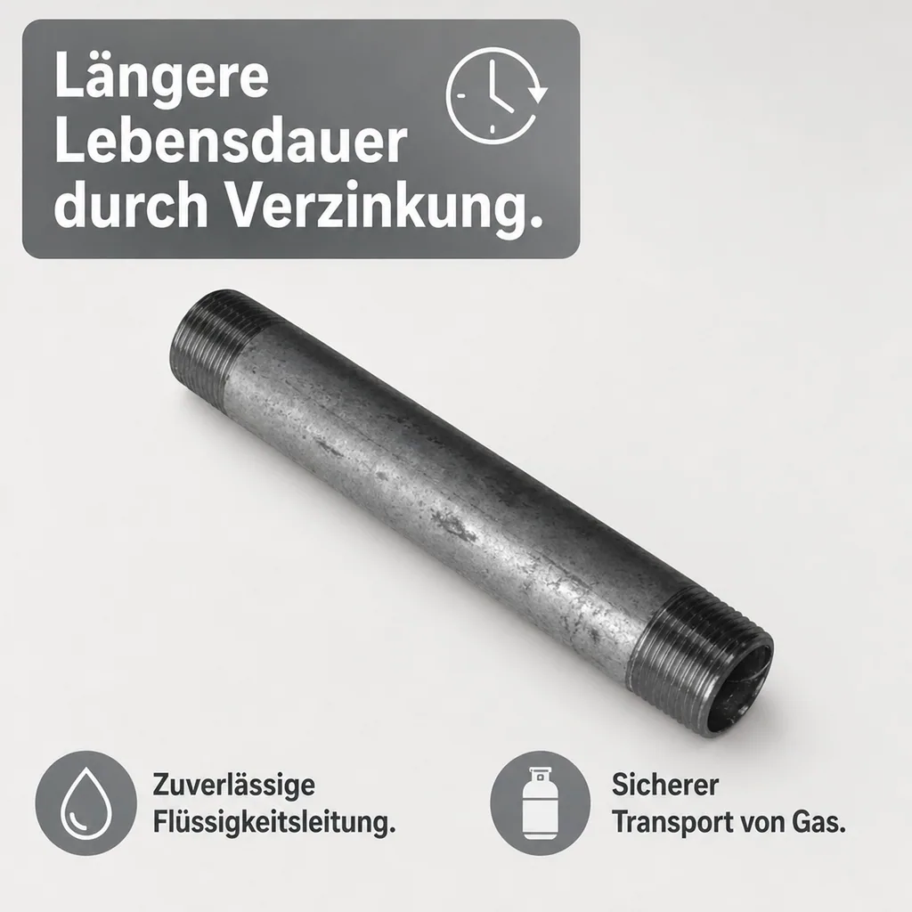 Rohrnippel verzinkt, Gewindefitting, 2" AG x 2" AG, 120 mm