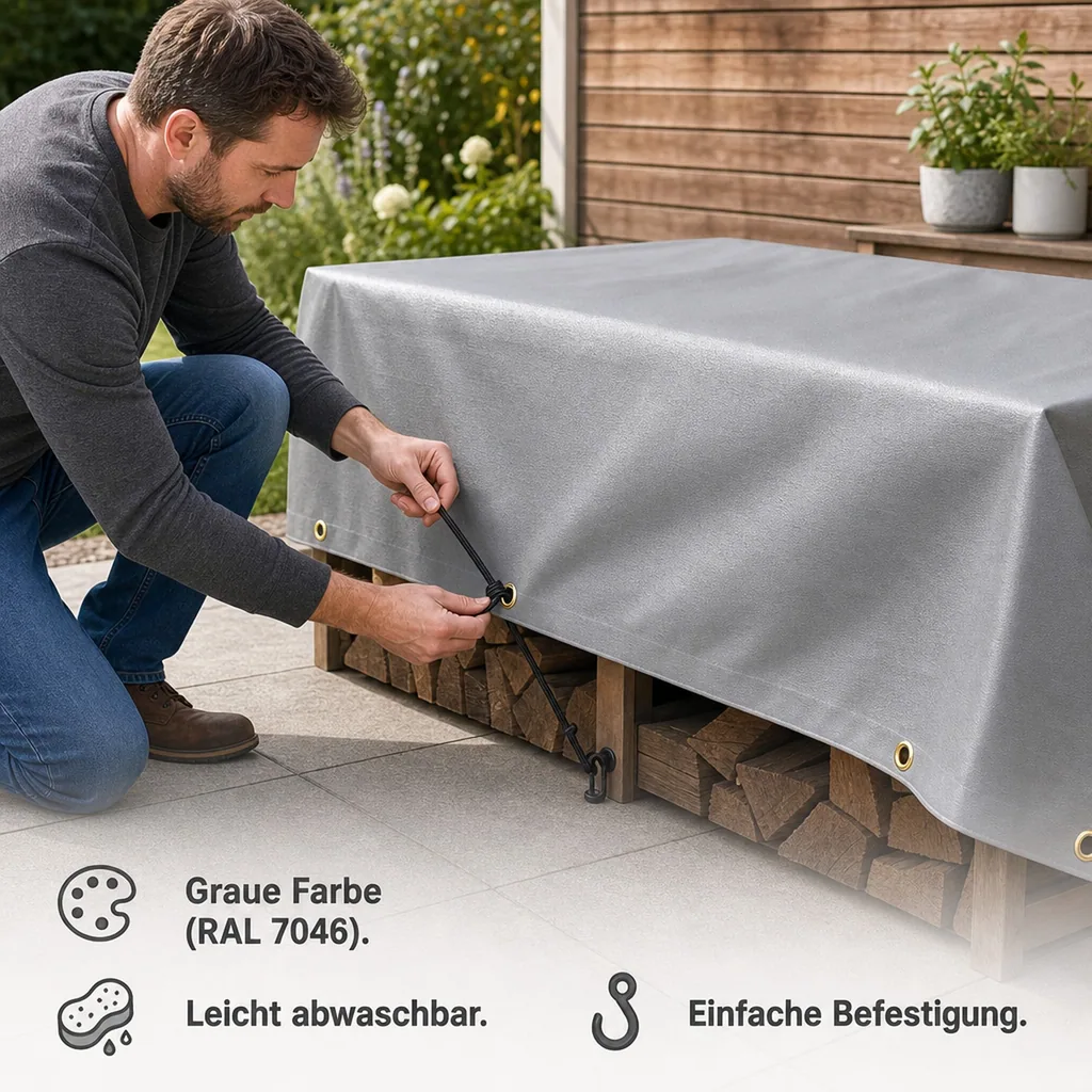 Abdeckplane, 280 g/m², grau 10x12 (120m²), Gewebeplane, Bauplane, wasserdicht