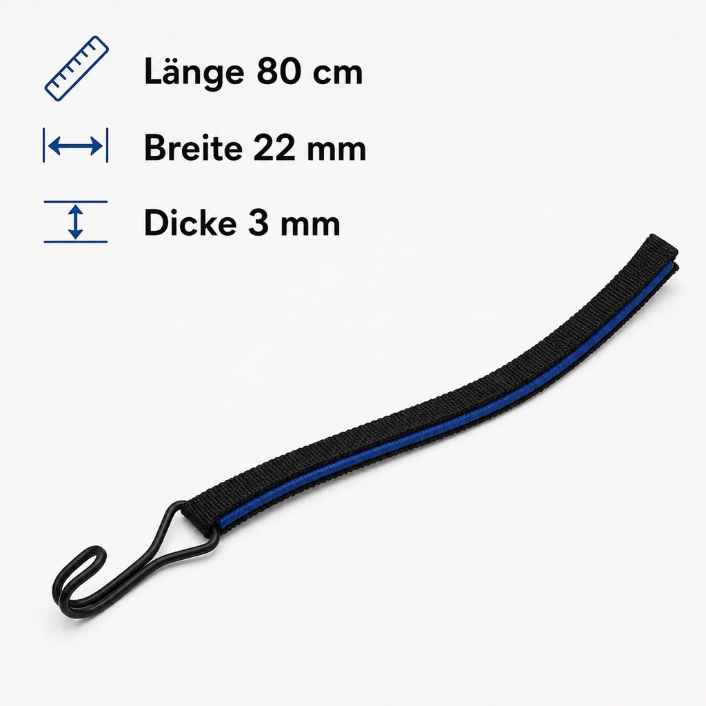 Elastisches Band, Spanngummi mit Haken, 80cm blau