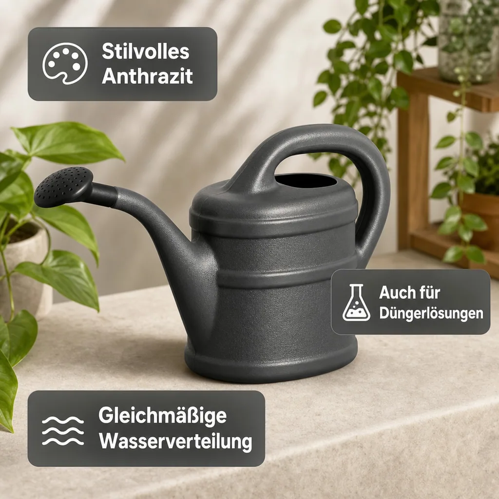 Gießkanne, 2l, Anthrazit, Kunststoff, Blumengießkanne