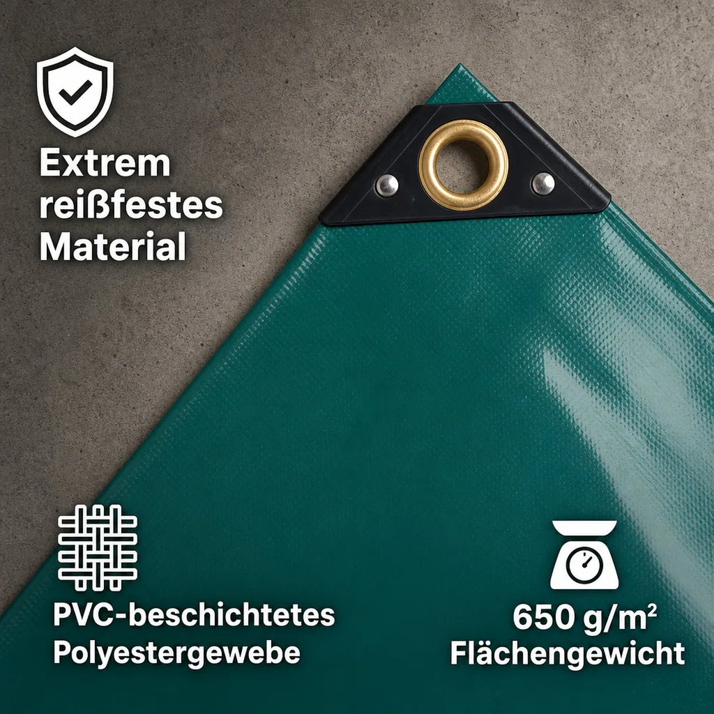 PVC Plane 650 g/m², Abdeckplane, grün 6x10m (60m²), wasserdicht, reißfest