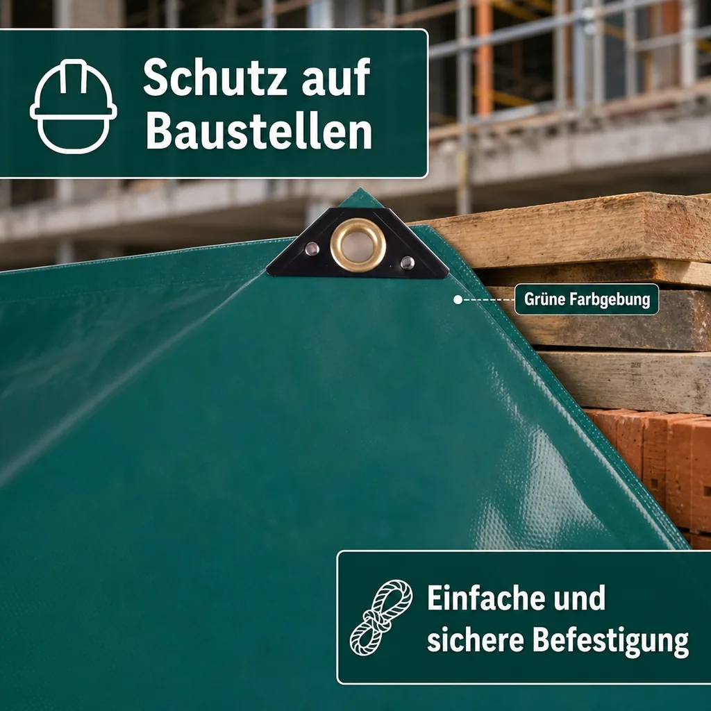 PVC Plane 650 g/m², Abdeckplane, grün 6x10m (60m²), wasserdicht, reißfest