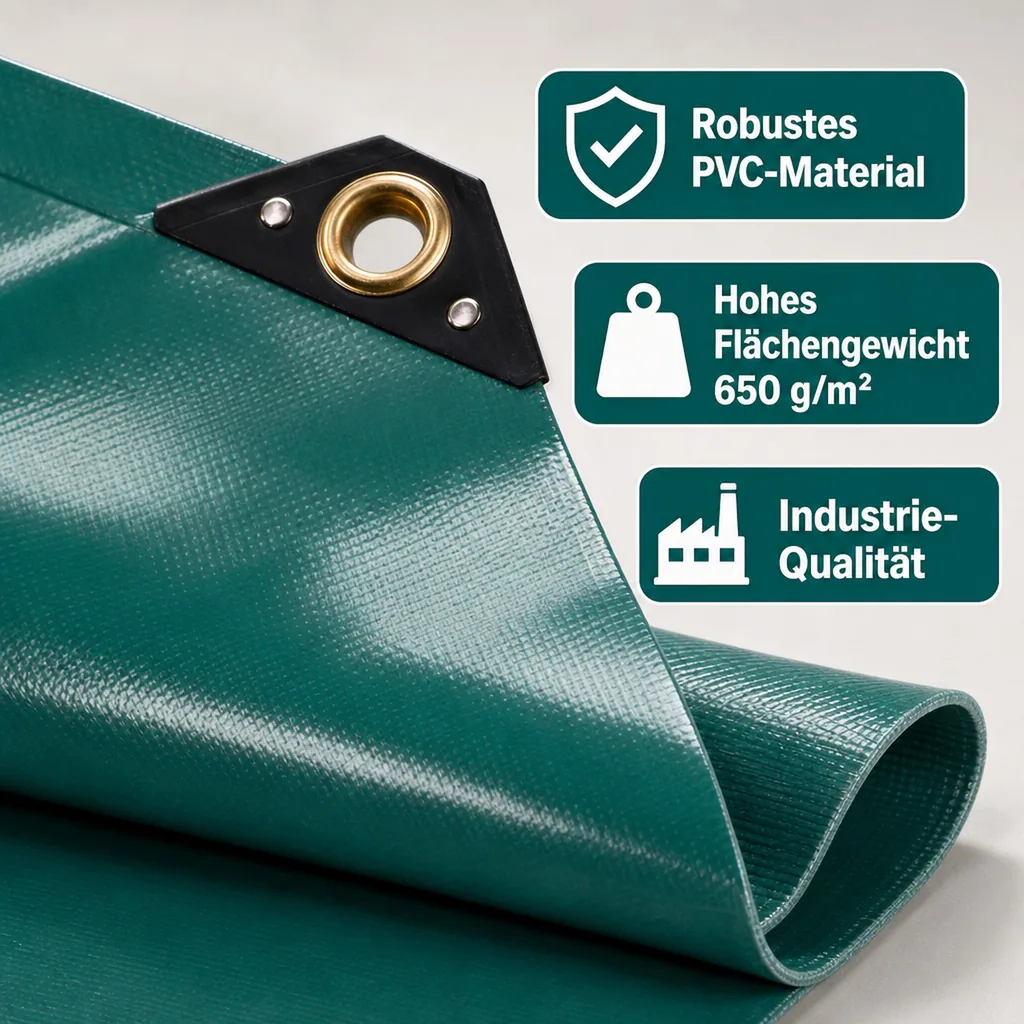 PVC Plane 650 g/m², Abdeckplane, wasserdicht, reißfest, grün 1,5 x 20m (30m²)