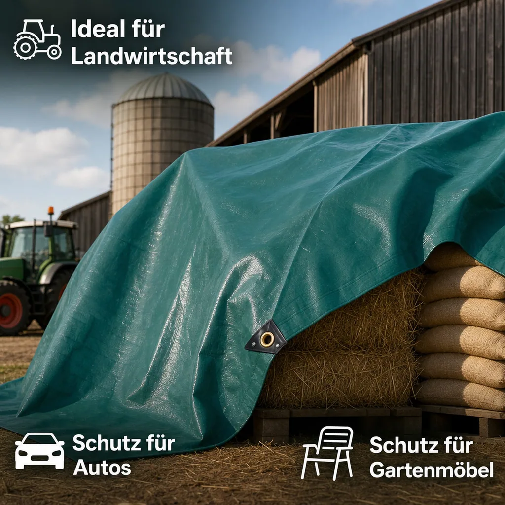 PVC Plane 650 g/m², Abdeckplane, 3,5 x 7m (24,5m²), grün, wasserdicht, reissfest