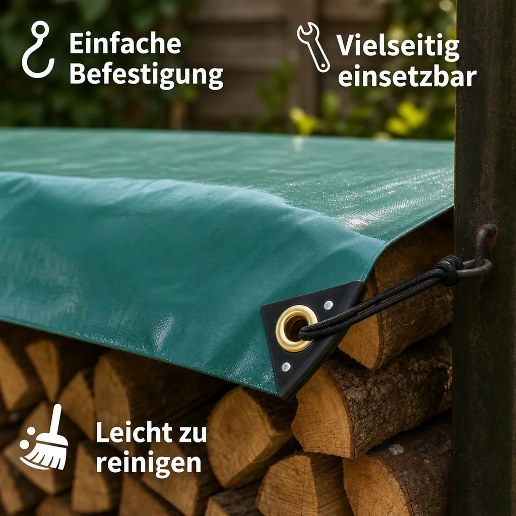 PVC Plane 650 g/m², Abdeckplane, 3,5 x 7m (24,5m²), grün, wasserdicht, reissfest