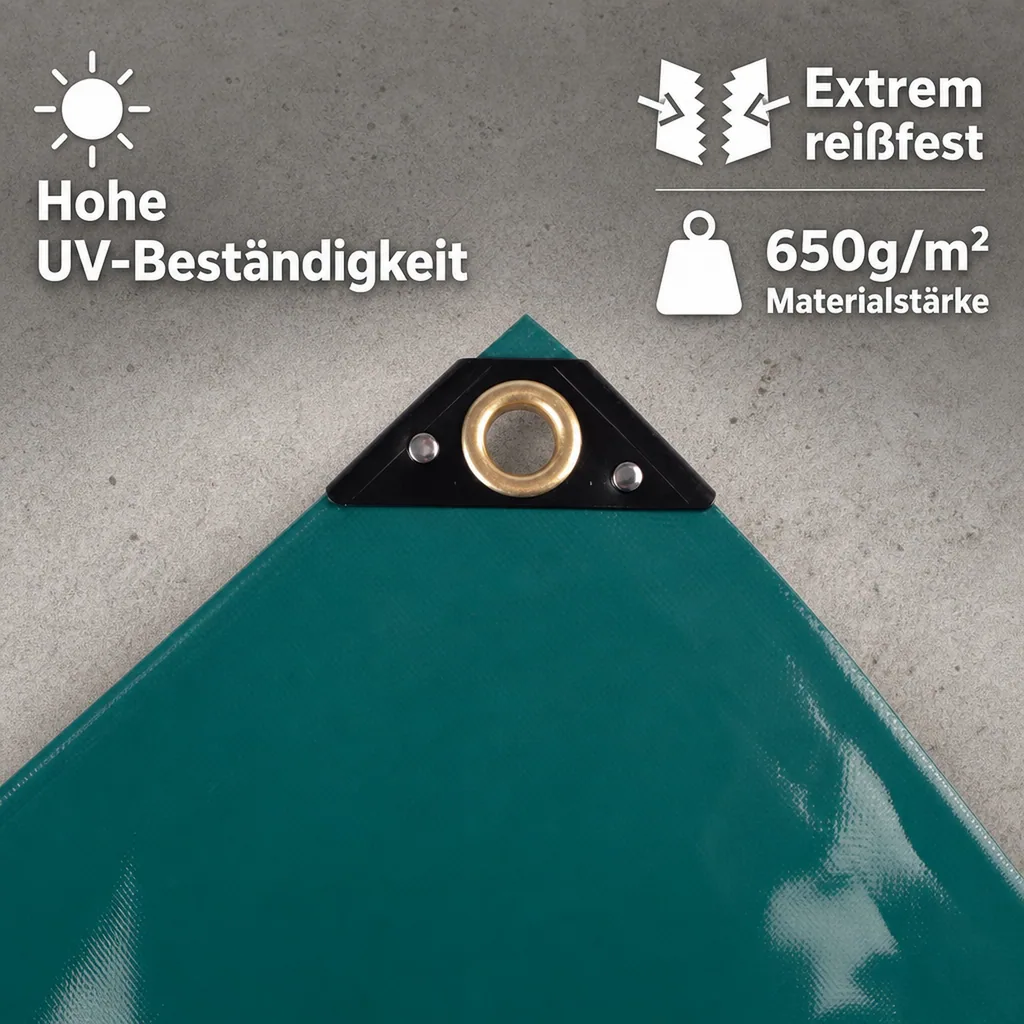 PVC Plane, Abdeckplane 650g, wasserdicht, 3x5m (15m²), grün