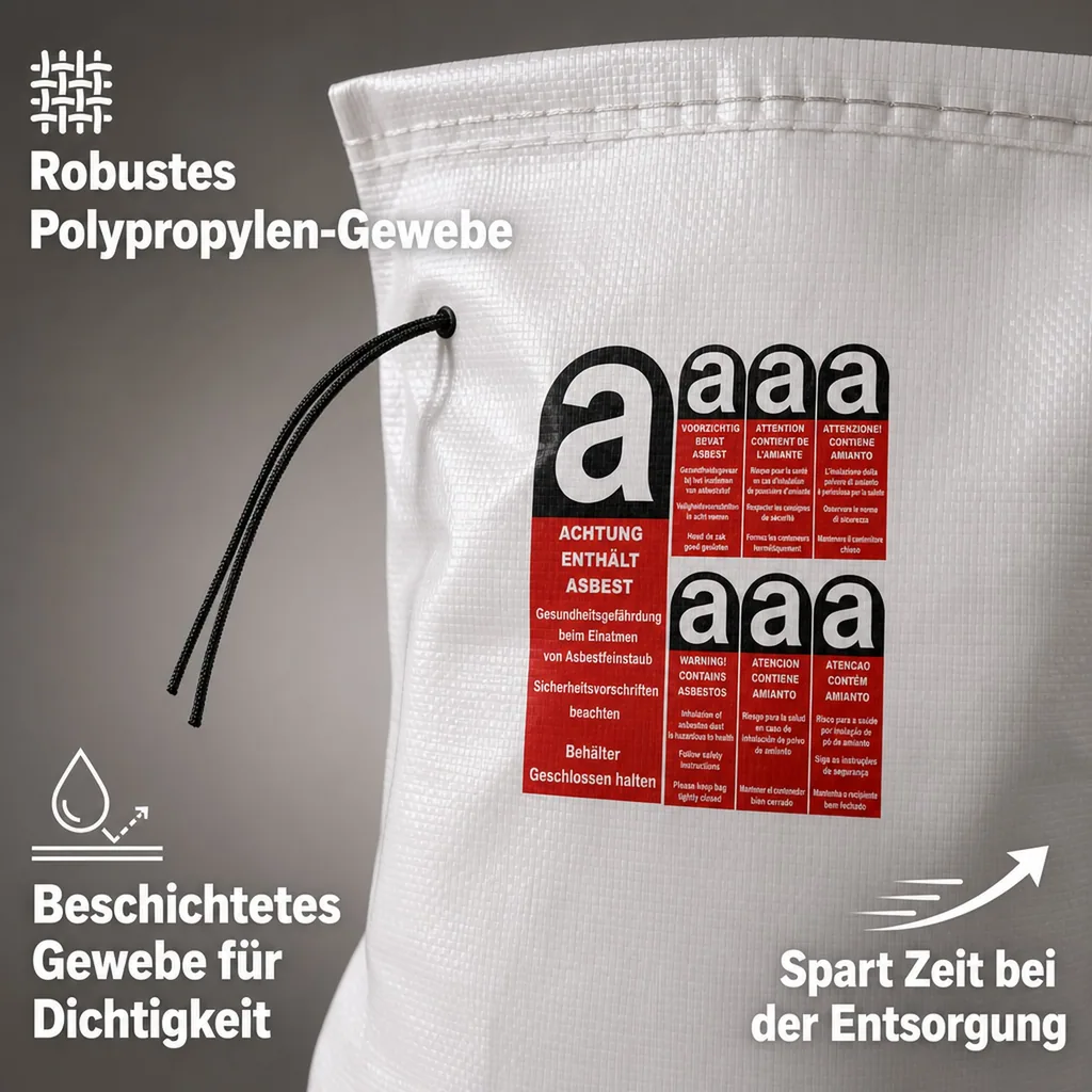 KMF Sack, Mineralwolle Sack, 140x220 cm, 1200 Liter, Mineralfaserabfall Sack