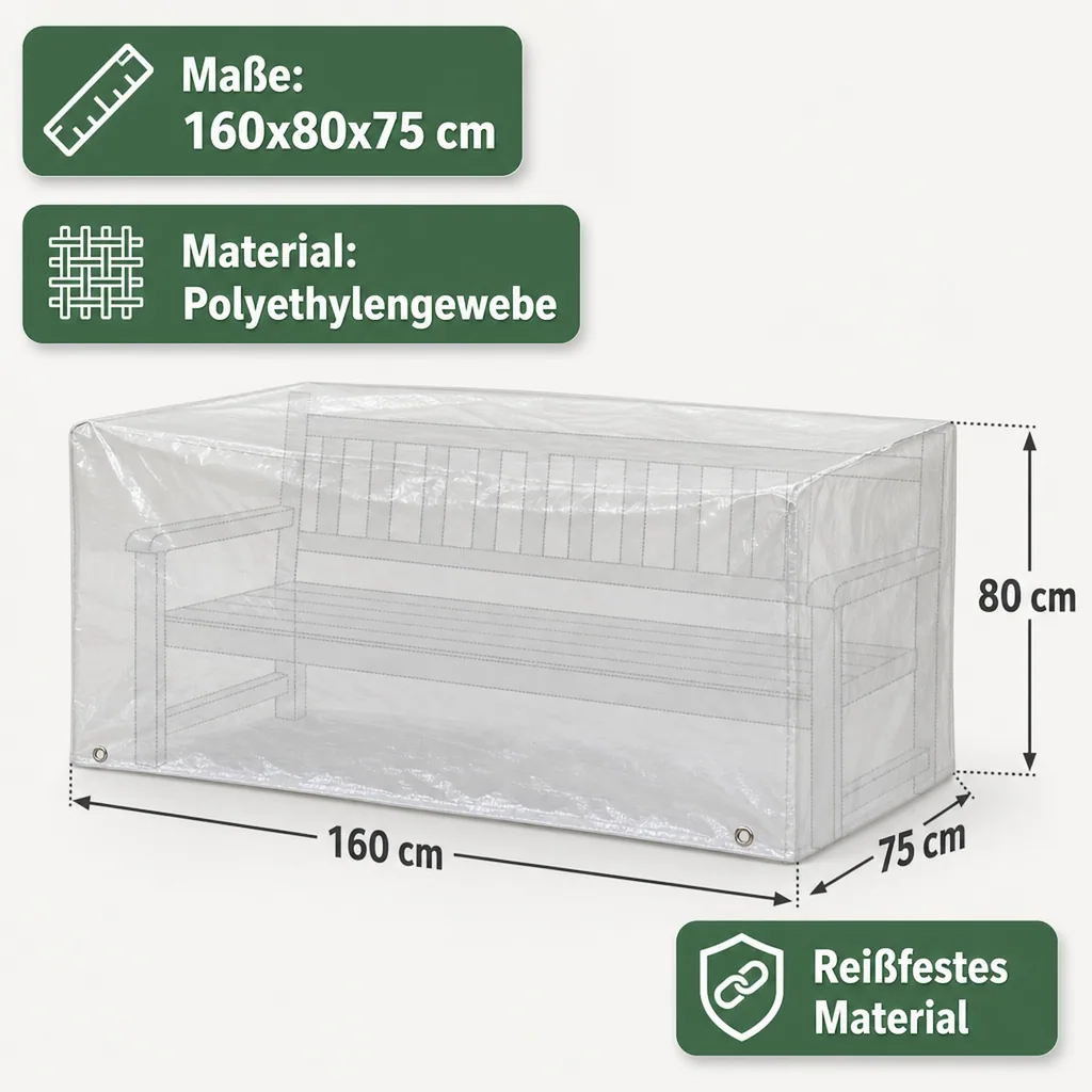 Abdeckung Gartenbank 3 Sitzer, transparent, 160x80x75cm, Gartenmöbel Schutz